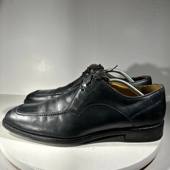 Cole Haan Eaton Mens Size 12 M Dress Shoes Leather Oxford Black Apron Square Toe - Picture 1 of 11
